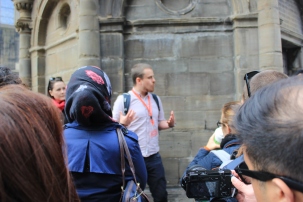 Our tour guide, poor man didn't have a mic but managed